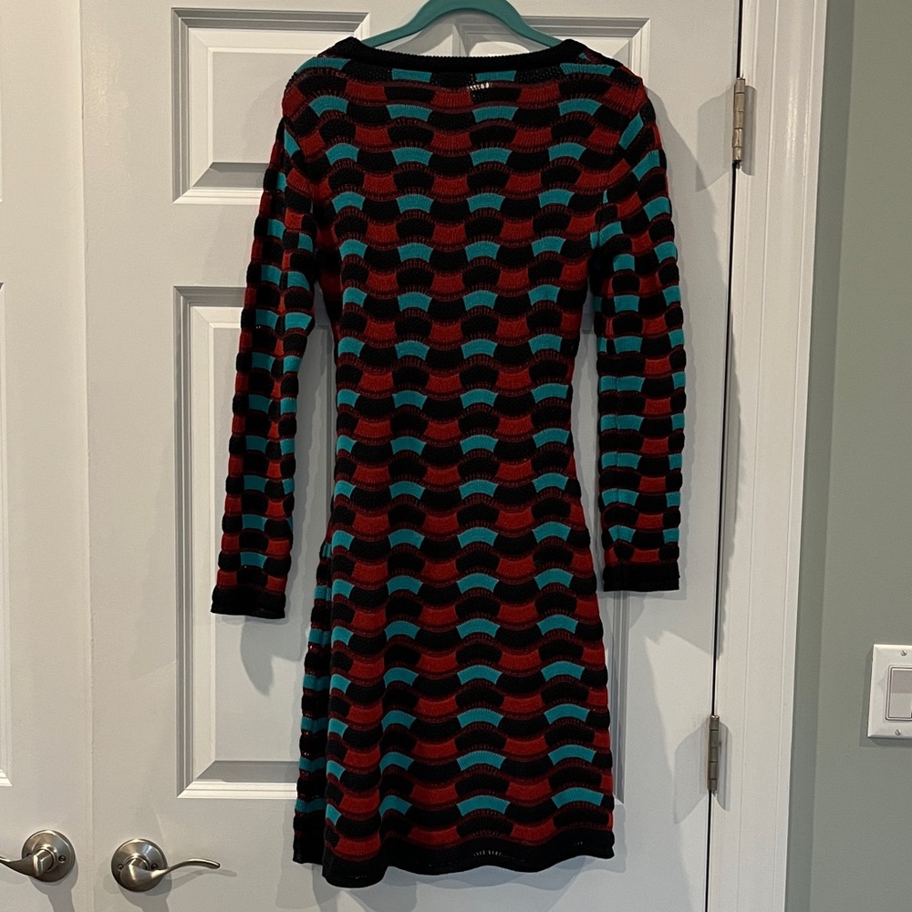 M by Missoni Striped Red and Teal Long Sleeve Dress - Picture 4 of 7